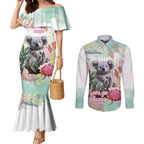Koala Australia Mother's Day Personalised Couples Matching Mermaid Dress and Long Sleeve Button Shirt Love ya Heaps Mum Watercolor