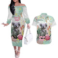 Koala Australia Mother's Day Personalised Couples Matching Off The Shoulder Long Sleeve Dress and Hawaiian Shirt Love ya Heaps Mum Watercolor