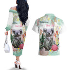 Koala Australia Mother's Day Personalised Couples Matching Off The Shoulder Long Sleeve Dress and Hawaiian Shirt Love ya Heaps Mum Watercolor