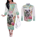 Koala Australia Mother's Day Personalised Couples Matching Off The Shoulder Long Sleeve Dress and Long Sleeve Button Shirt Love ya Heaps Mum Watercolor