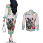 Koala Australia Mother's Day Personalised Couples Matching Off The Shoulder Long Sleeve Dress and Long Sleeve Button Shirt Love ya Heaps Mum Watercolor