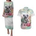 Koala Australia Mother's Day Personalised Couples Matching Puletasi and Hawaiian Shirt Love ya Heaps Mum Watercolor