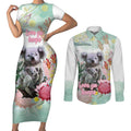 Koala Australia Mother's Day Personalised Couples Matching Short Sleeve Bodycon Dress and Long Sleeve Button Shirt Love ya Heaps Mum Watercolor