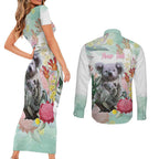 Koala Australia Mother's Day Personalised Couples Matching Short Sleeve Bodycon Dress and Long Sleeve Button Shirt Love ya Heaps Mum Watercolor