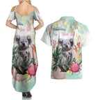 Koala Australia Mother's Day Personalised Couples Matching Summer Maxi Dress and Hawaiian Shirt Love ya Heaps Mum Watercolor