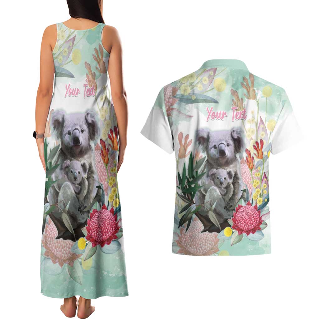 Koala Australia Mother's Day Personalised Couples Matching Tank Maxi Dress and Hawaiian Shirt Love ya Heaps Mum Watercolor