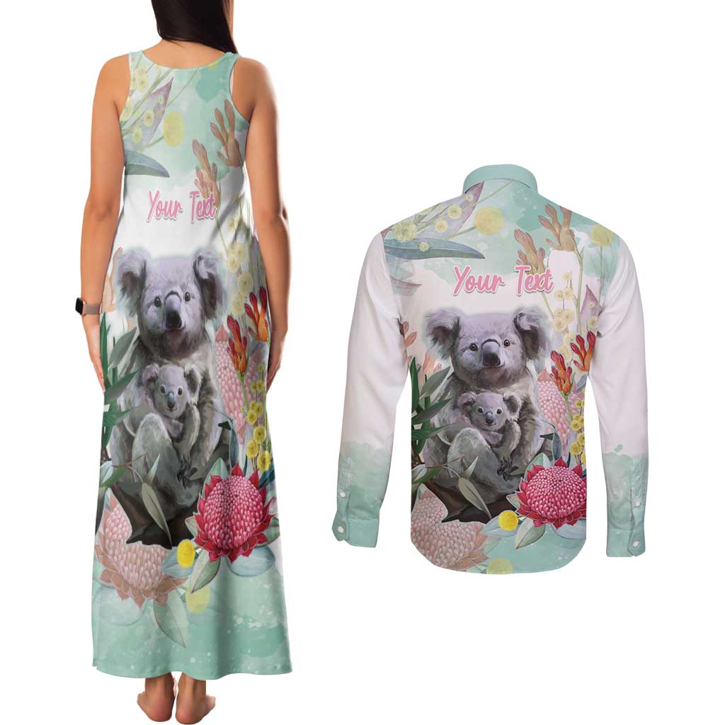 Koala Australia Mother's Day Personalised Couples Matching Tank Maxi Dress and Long Sleeve Button Shirt Love ya Heaps Mum Watercolor