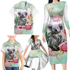 Koala Australia Mother's Day Personalised Family Matching Long Sleeve Bodycon Dress and Hawaiian Shirt Love ya Heaps Mum Watercolor
