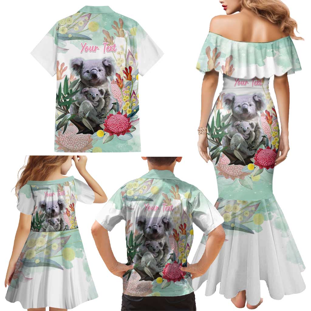 Koala Australia Mother's Day Personalised Family Matching Mermaid Dress and Hawaiian Shirt Love ya Heaps Mum Watercolor