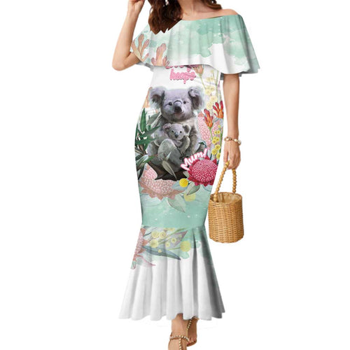 Koala Australia Mother's Day Personalised Family Matching Mermaid Dress and Hawaiian Shirt Love ya Heaps Mum Watercolor
