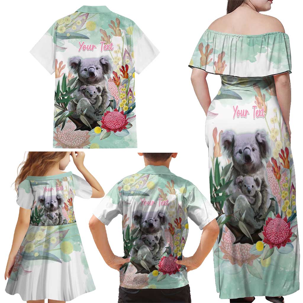 Koala Australia Mother's Day Personalised Family Matching Off Shoulder Maxi Dress and Hawaiian Shirt Love ya Heaps Mum Watercolor