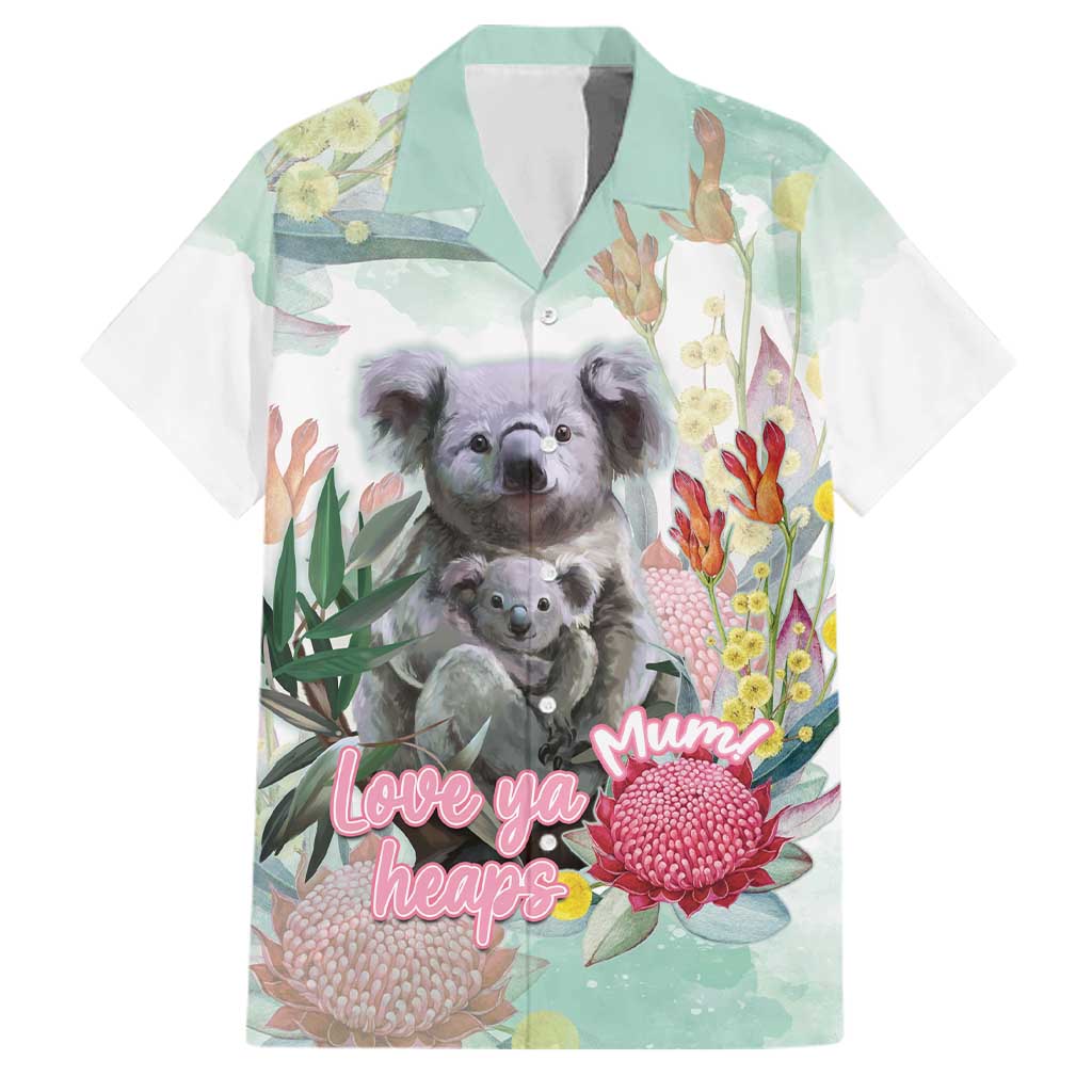 Koala Australia Mother's Day Personalised Family Matching Off Shoulder Maxi Dress and Hawaiian Shirt Love ya Heaps Mum Watercolor