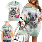 Koala Australia Mother's Day Personalised Family Matching Off Shoulder Short Dress and Hawaiian Shirt Love ya Heaps Mum Watercolor