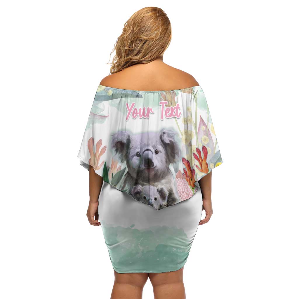 Koala Australia Mother's Day Personalised Family Matching Off Shoulder Short Dress and Hawaiian Shirt Love ya Heaps Mum Watercolor