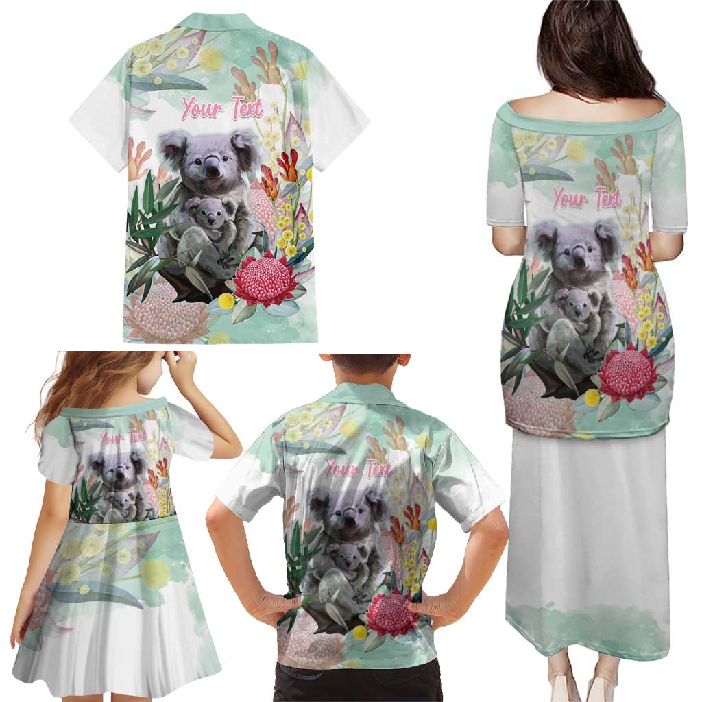 Koala Australia Mother's Day Personalised Family Matching Puletasi and Hawaiian Shirt Love ya Heaps Mum Watercolor