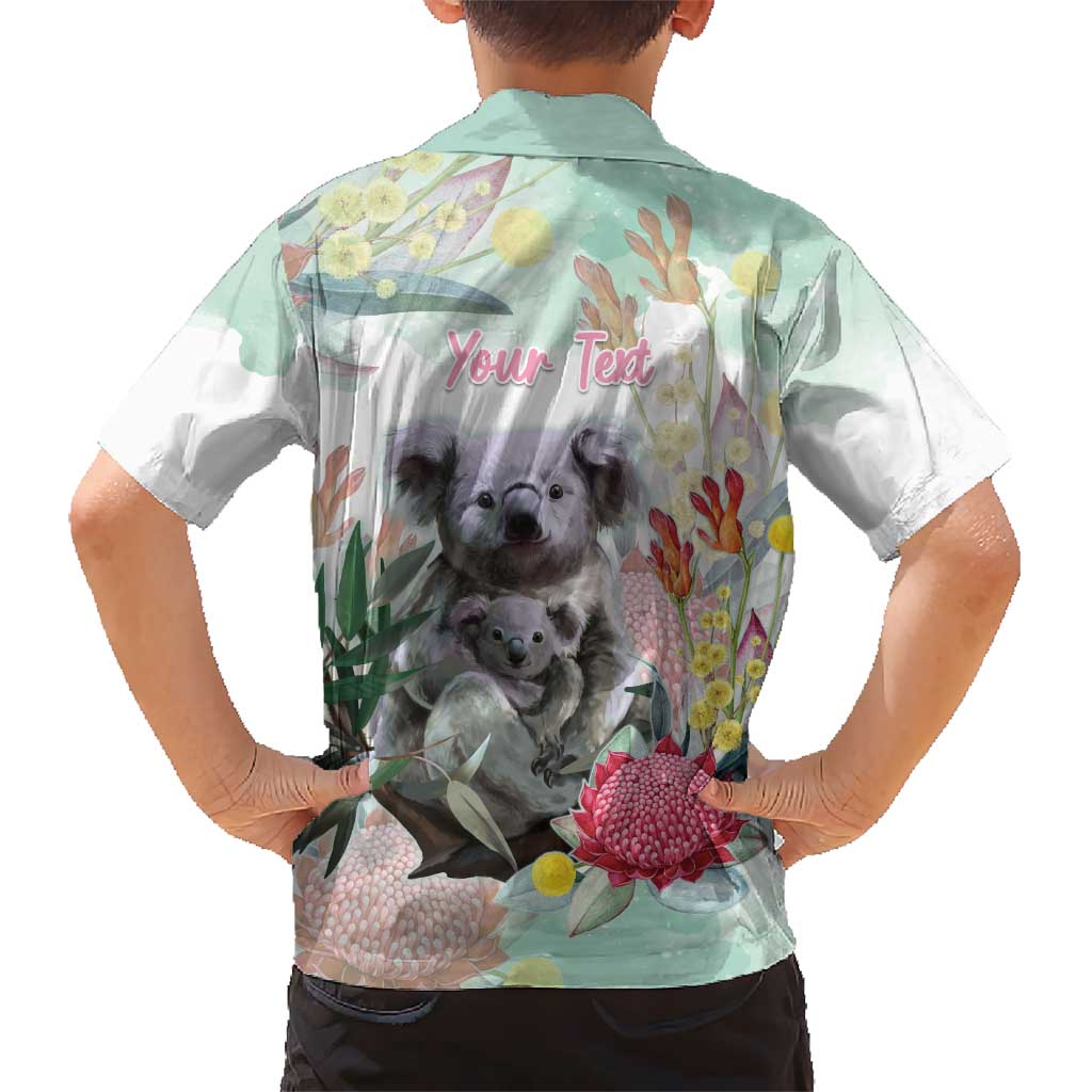 Koala Australia Mother's Day Personalised Family Matching Short Sleeve Bodycon Dress and Hawaiian Shirt Love ya Heaps Mum Watercolor
