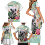 Koala Australia Mother's Day Personalised Family Matching Short Sleeve Bodycon Dress and Hawaiian Shirt Love ya Heaps Mum Watercolor