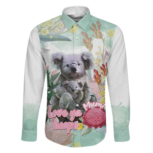 Koala Australia Mother's Day Personalised Family Matching Short Sleeve Bodycon Dress and Hawaiian Shirt Love ya Heaps Mum Watercolor