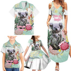 Koala Australia Mother's Day Personalised Family Matching Summer Maxi Dress and Hawaiian Shirt Love ya Heaps Mum Watercolor