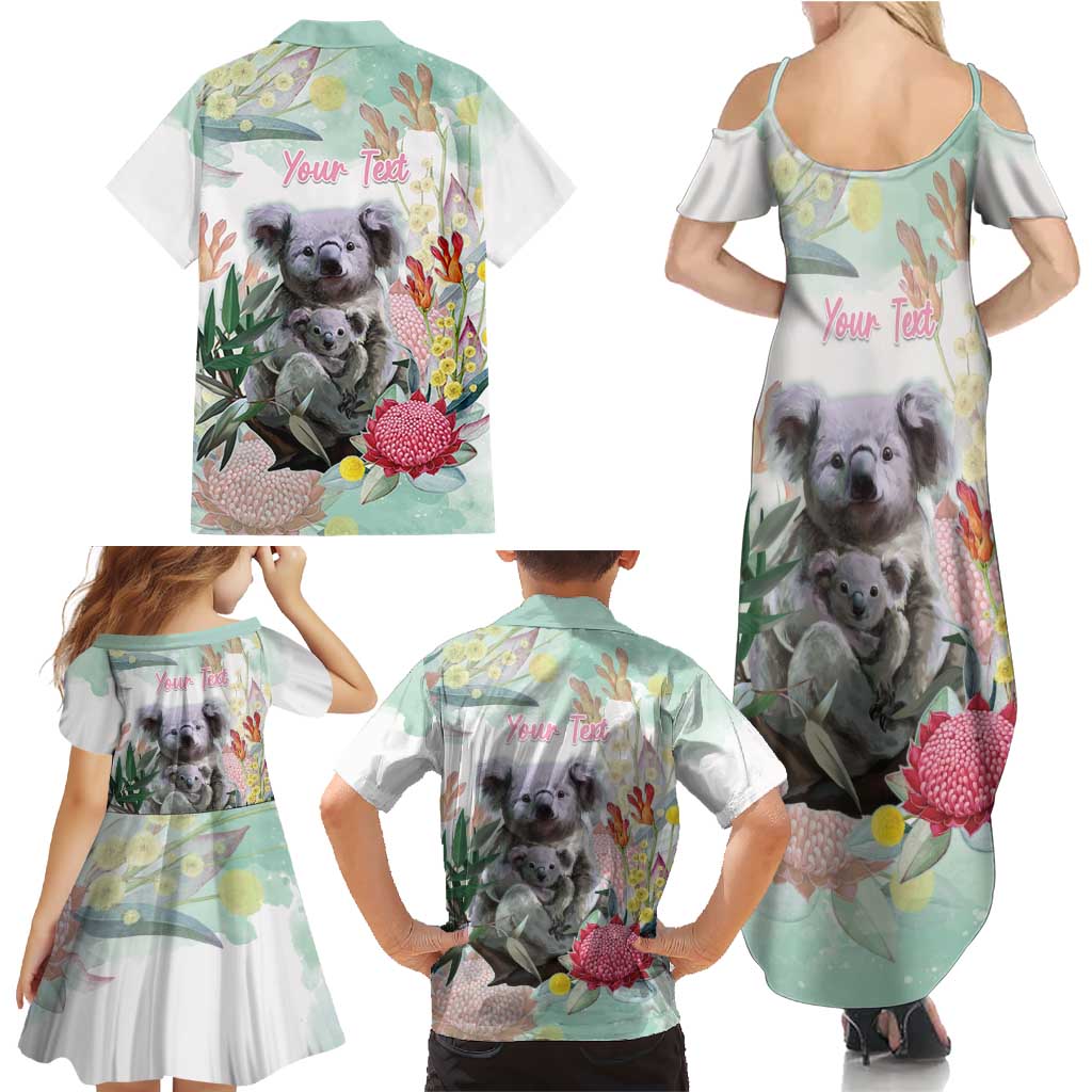 Koala Australia Mother's Day Personalised Family Matching Summer Maxi Dress and Hawaiian Shirt Love ya Heaps Mum Watercolor