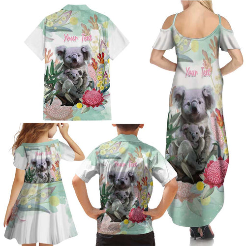 Koala Australia Mother's Day Personalised Family Matching Summer Maxi Dress and Hawaiian Shirt Love ya Heaps Mum Watercolor