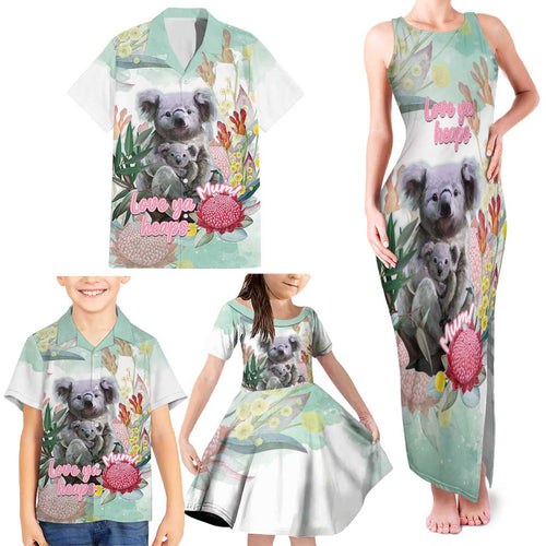 Koala Australia Mother's Day Personalised Family Matching Tank Maxi Dress and Hawaiian Shirt Love ya Heaps Mum Watercolor