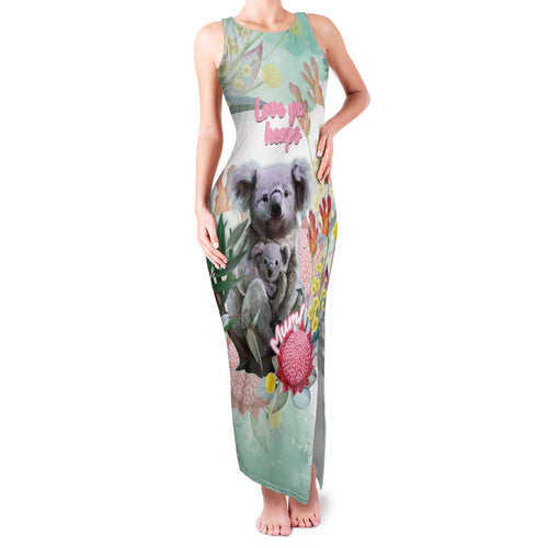 Koala Australia Mother's Day Personalised Family Matching Tank Maxi Dress and Hawaiian Shirt Love ya Heaps Mum Watercolor