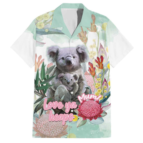 Koala Australia Mother's Day Personalised Hawaiian Shirt Love ya Heaps Mum Watercolor