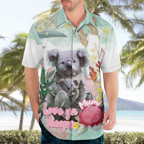 Koala Australia Mother's Day Personalised Hawaiian Shirt Love ya Heaps Mum Watercolor