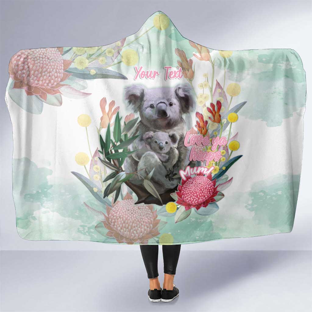 Koala Australia Mother's Day Personalised Hooded Blanket Love ya Heaps Mum Watercolor