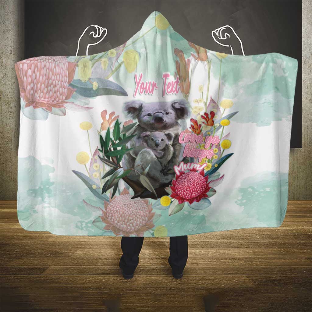 Koala Australia Mother's Day Personalised Hooded Blanket Love ya Heaps Mum Watercolor