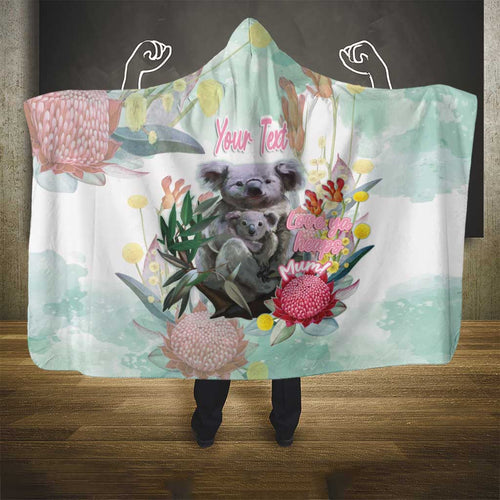 Koala Australia Mother's Day Personalised Hooded Blanket Love ya Heaps Mum Watercolor