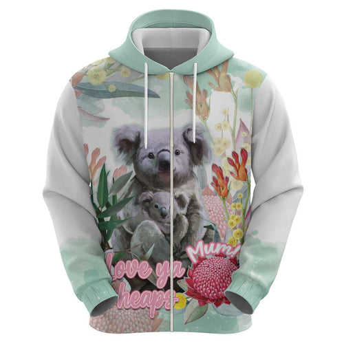 Koala Australia Mother's Day Personalised Hoodie Love ya Heaps Mum Watercolor