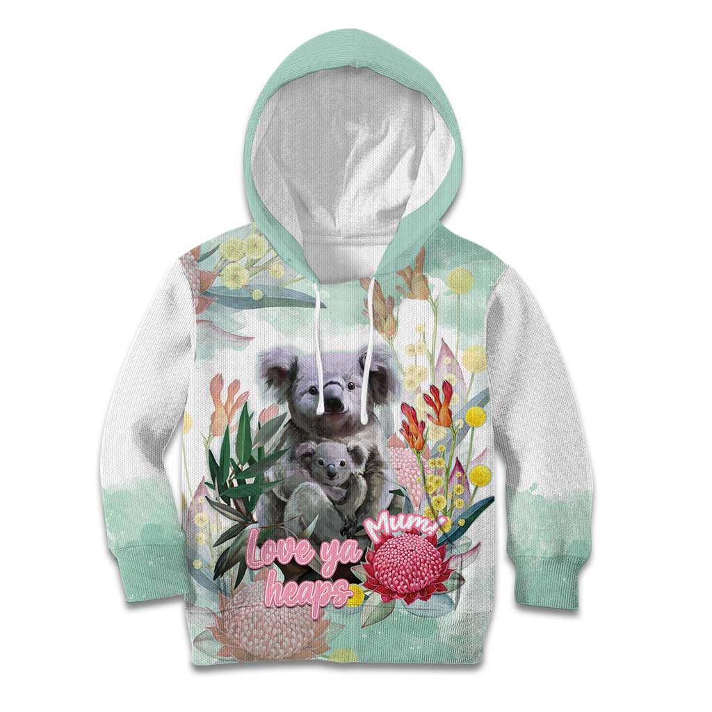 Koala Australia Mother's Day Personalised Kid Hoodie Love ya Heaps Mum Watercolor