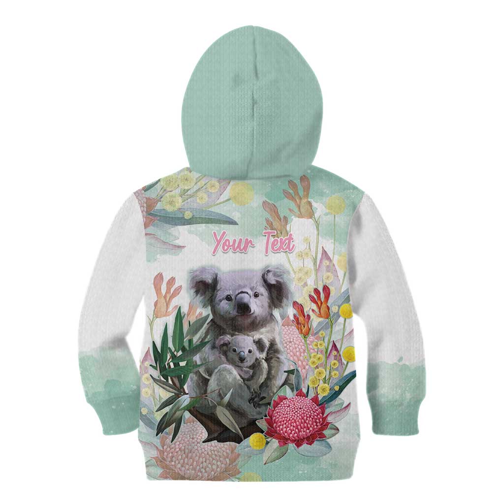 Koala Australia Mother's Day Personalised Kid Hoodie Love ya Heaps Mum Watercolor