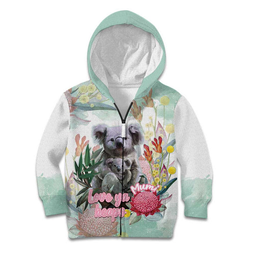 Koala Australia Mother's Day Personalised Kid Hoodie Love ya Heaps Mum Watercolor