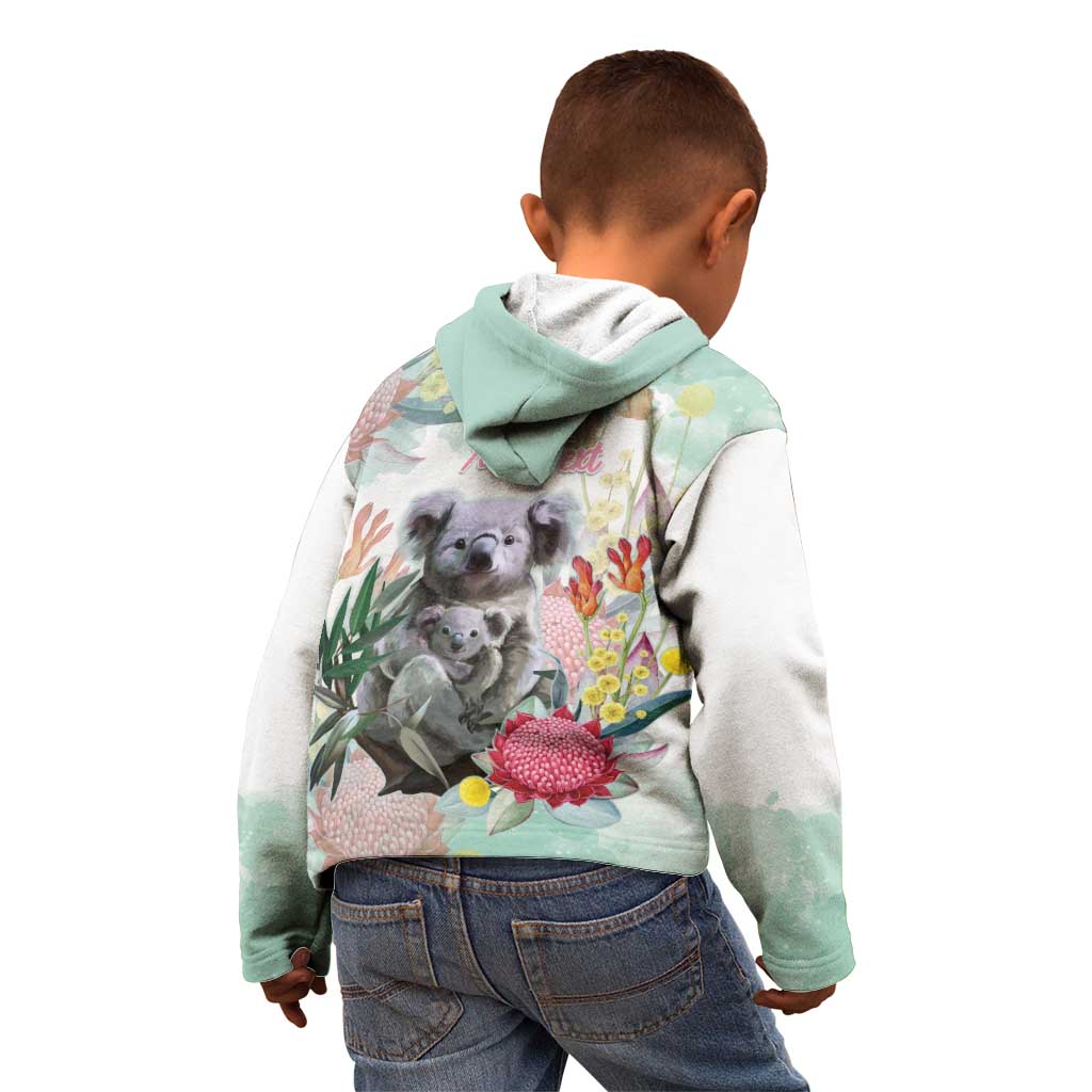 Koala Australia Mother's Day Personalised Kid Hoodie Love ya Heaps Mum Watercolor