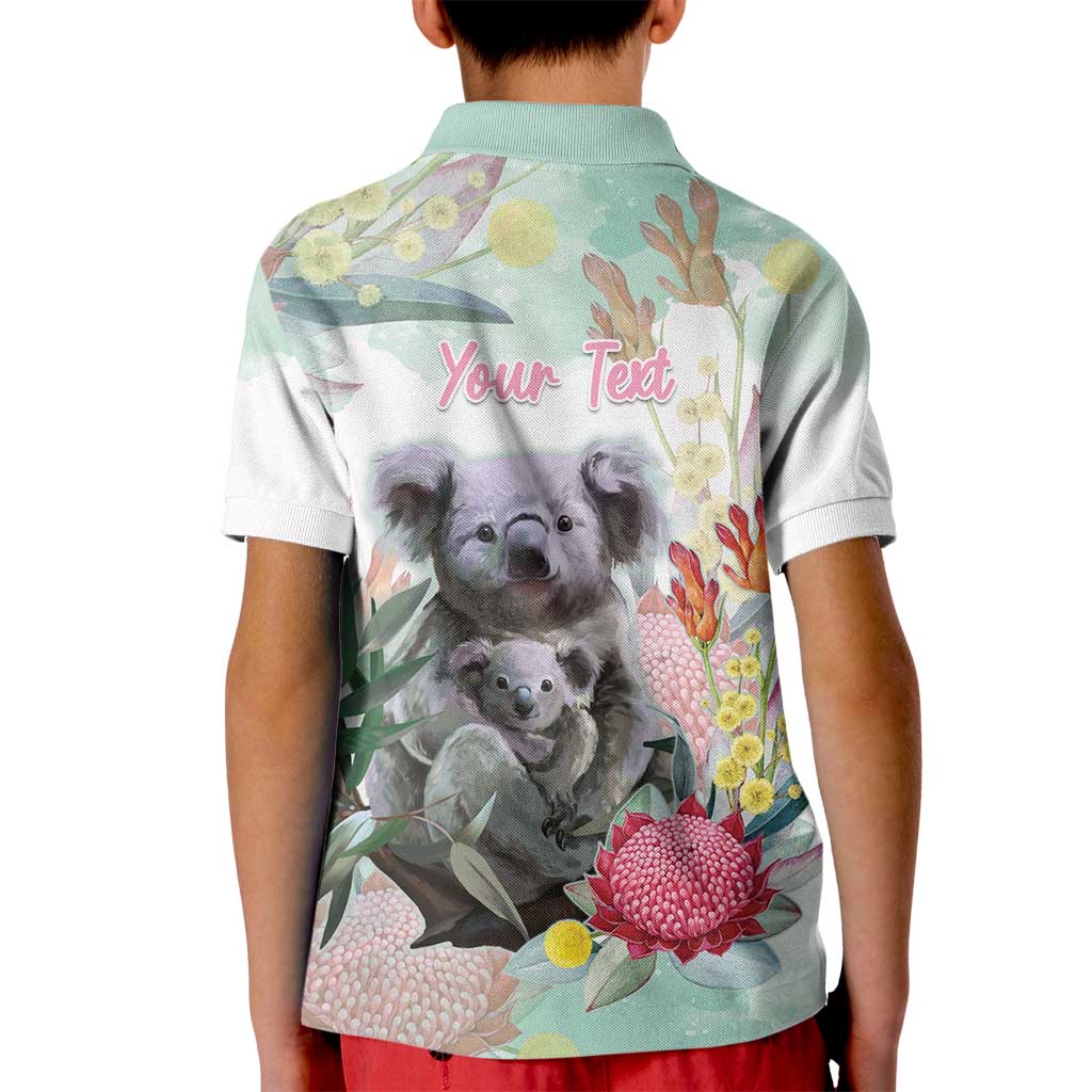 Koala Australia Mother's Day Personalised Kid Polo Shirt Love ya Heaps Mum Watercolor
