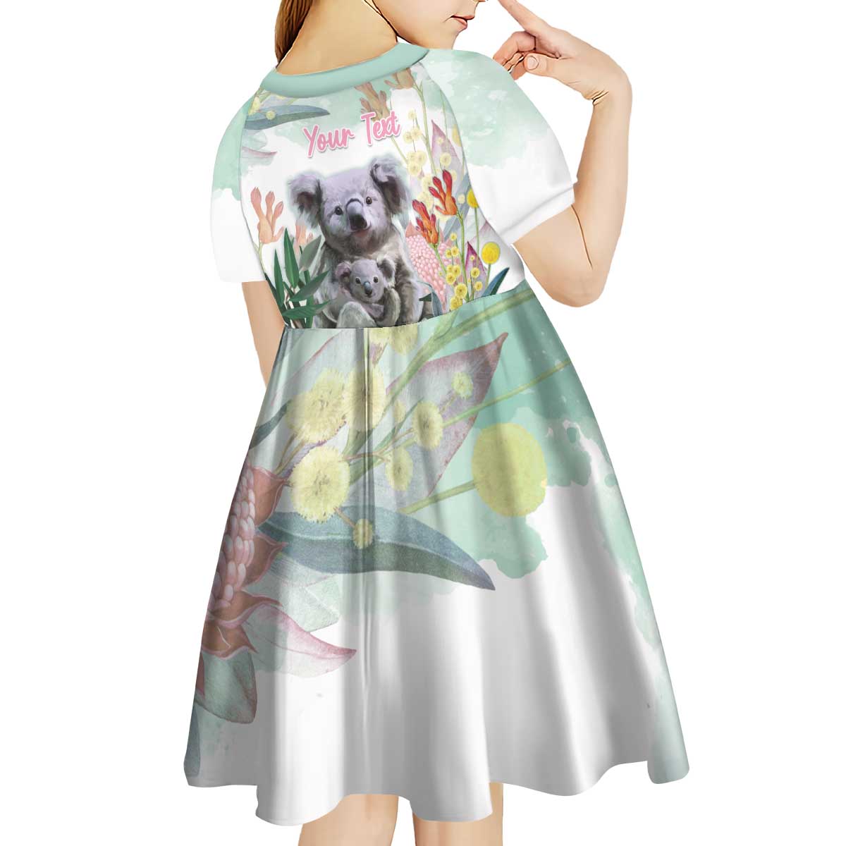 Koala Australia Mother's Day Personalised Kid Short Sleeve Dress Love ya Heaps Mum Watercolor