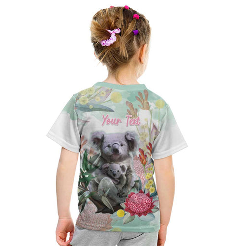 Koala Australia Mother's Day Personalised Kid T Shirt Love ya Heaps Mum Watercolor
