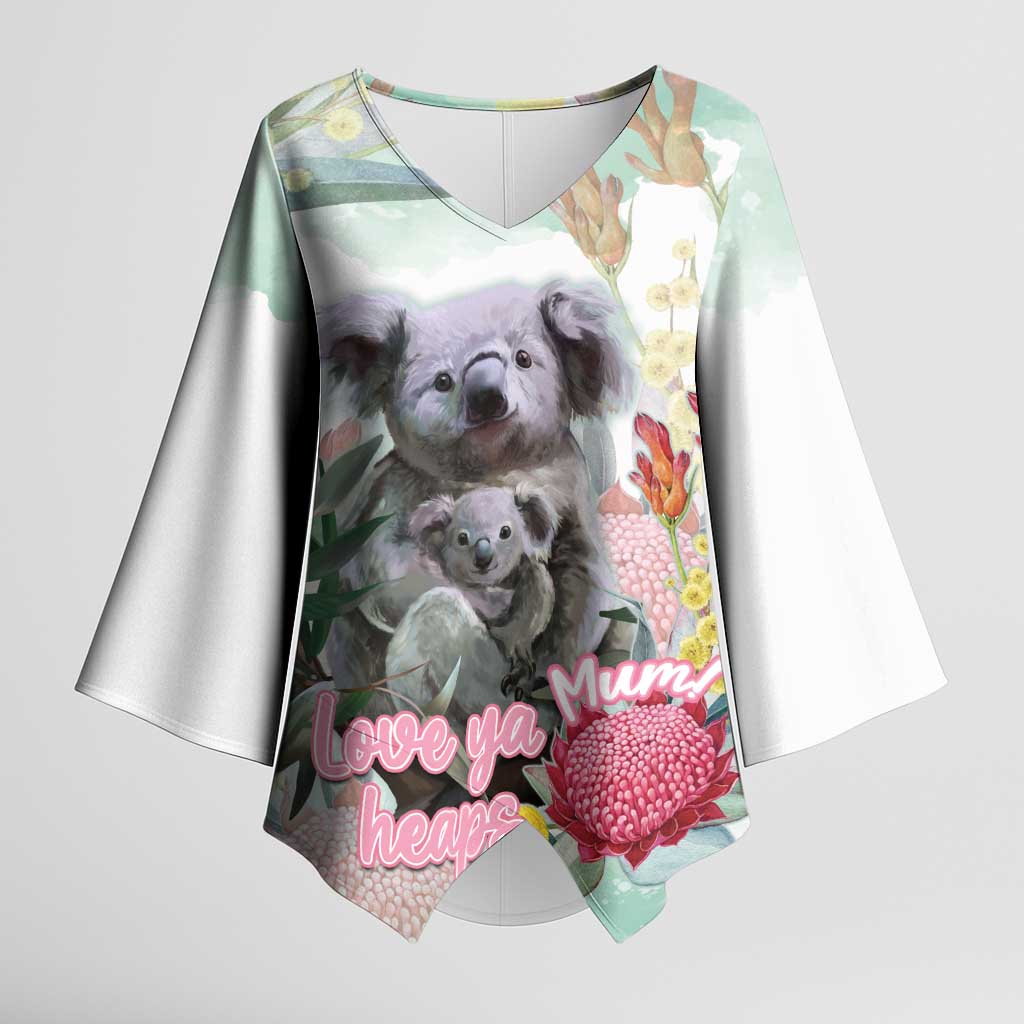 Koala Australia Mother's Day Personalised Kimono Sleeve Blouse Love ya Heaps Mum Watercolor
