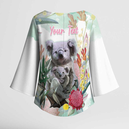 Koala Australia Mother's Day Personalised Kimono Sleeve Blouse Love ya Heaps Mum Watercolor