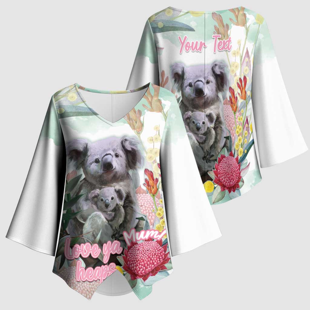Koala Australia Mother's Day Personalised Kimono Sleeve Blouse Love ya Heaps Mum Watercolor