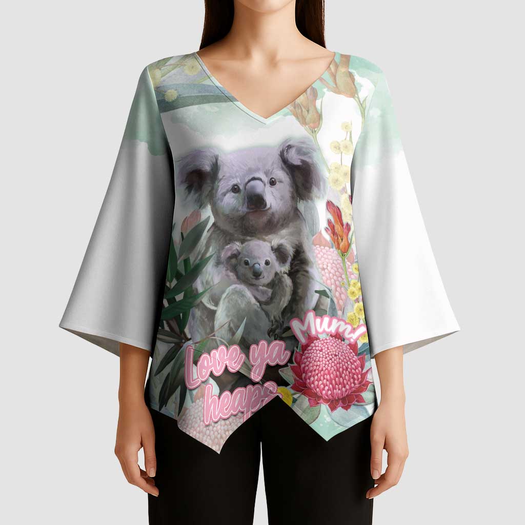 Koala Australia Mother's Day Personalised Kimono Sleeve Blouse Love ya Heaps Mum Watercolor