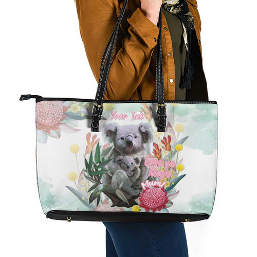 Koala Australia Mother's Day Personalised Leather Tote Bag Love ya Heaps Mum Watercolor
