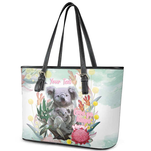 Koala Australia Mother's Day Personalised Leather Tote Bag Love ya Heaps Mum Watercolor