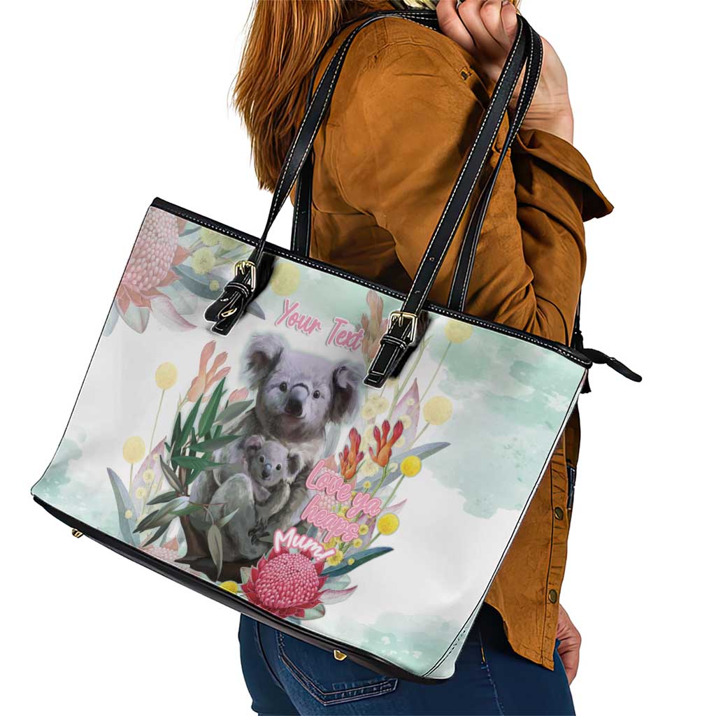 Koala Australia Mother's Day Personalised Leather Tote Bag Love ya Heaps Mum Watercolor