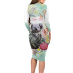 Koala Australia Mother's Day Personalised Long Sleeve Bodycon Dress Love ya Heaps Mum Watercolor