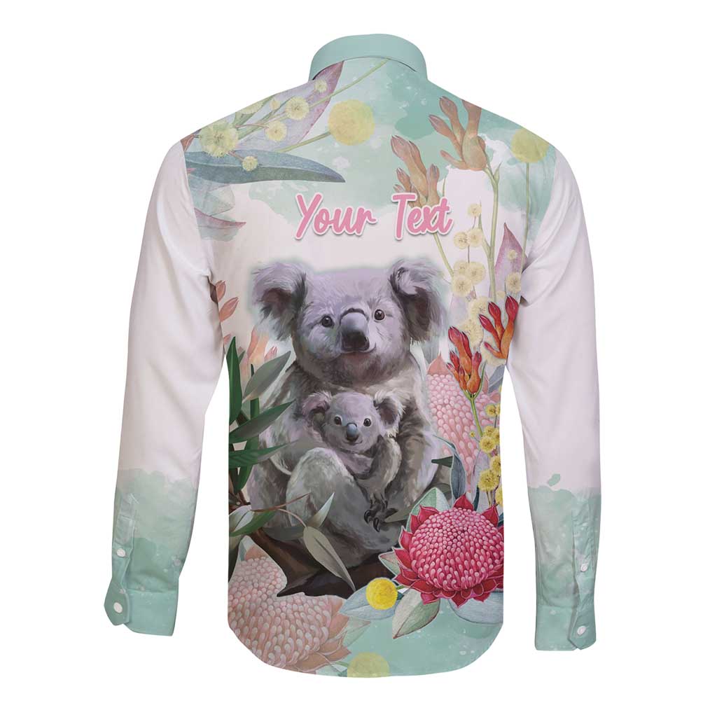 Koala Australia Mother's Day Personalised Long Sleeve Button Shirt Love ya Heaps Mum Watercolor