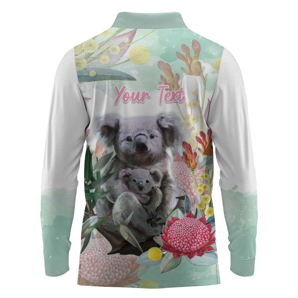 Koala Australia Mother's Day Personalised Long Sleeve Polo Shirt Love ya Heaps Mum Watercolor